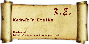 Kadnár Etelka névjegykártya